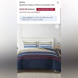 Nautica
Bradford Cotton 3-Piece comforter Set. NEW💎